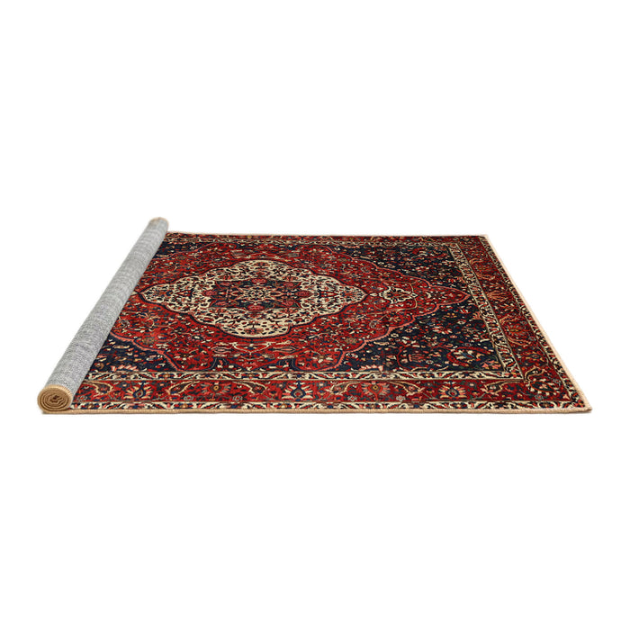 Sideview of Machine Washable Traditional Saffron Red Rug, wshtr2135