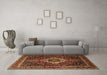 Machine Washable Medallion Brown Traditional Rug in a Living Room,, wshtr2135brn