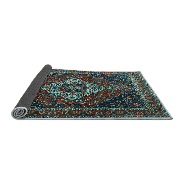 Sideview of Medallion Light Blue Traditional Rug, tr2135lblu