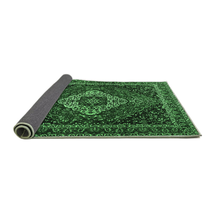 Sideview of Medallion Emerald Green Traditional Rug, tr2135emgrn