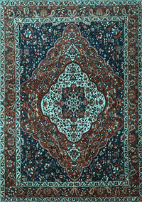 Medallion Light Blue Traditional Rug, tr2135lblu