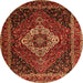 Square Medallion Orange Traditional Rug, tr2135org