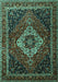 Machine Washable Medallion Turquoise Traditional Area Rugs, wshtr2135turq