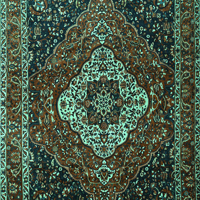Machine Washable Medallion Turquoise Traditional Area Rugs, wshtr2135turq