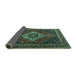 Sideview of Medallion Turquoise Traditional Rug, tr2135turq