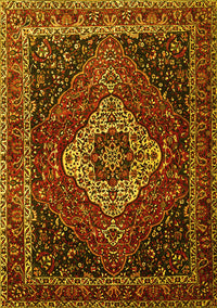 Medallion Yellow Traditional Rug, tr2135yw