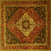 Square Medallion Yellow Traditional Rug, tr2135yw