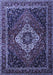 Machine Washable Medallion Blue Traditional Rug, wshtr2135blu