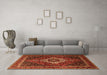 Machine Washable Medallion Orange Traditional Area Rugs in a Living Room, wshtr2135org