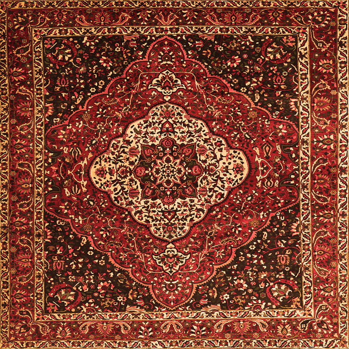 Round Machine Washable Medallion Orange Traditional Area Rugs, wshtr2135org