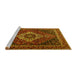 Sideview of Machine Washable Medallion Yellow Traditional Rug, wshtr2135yw