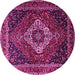 Round Medallion Pink Traditional Rug, tr2135pnk