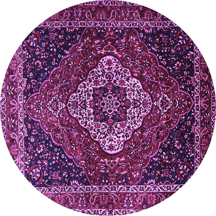 Round Medallion Purple Traditional Rug, tr2135pur