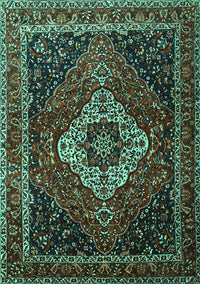 Medallion Turquoise Traditional Rug, tr2135turq