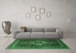 Machine Washable Medallion Emerald Green Traditional Area Rugs in a Living Room,, wshtr2135emgrn