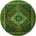 Square Medallion Green Traditional Rug, tr2135grn