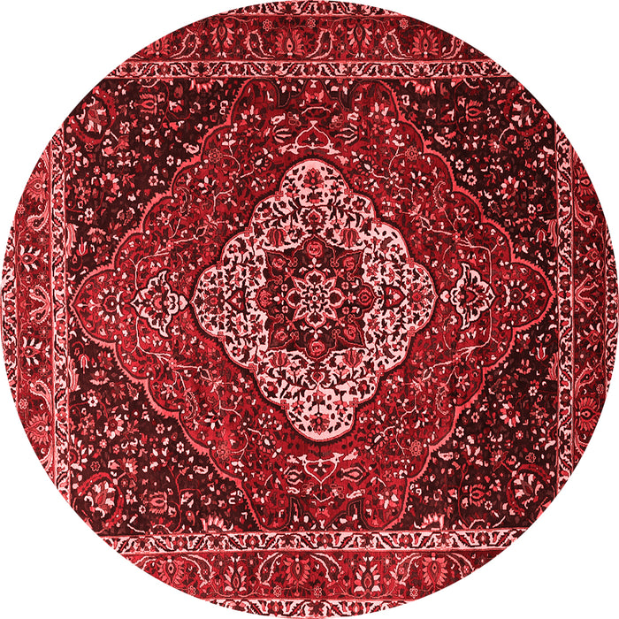 Machine Washable Medallion Red Traditional Rug, wshtr2135red