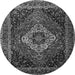 Machine Washable Medallion Gray Traditional Rug, wshtr2135gry