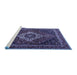 Sideview of Machine Washable Medallion Blue Traditional Rug, wshtr2135blu