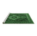 Sideview of Machine Washable Medallion Emerald Green Traditional Area Rugs, wshtr2135emgrn