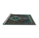 Sideview of Machine Washable Medallion Light Blue Traditional Rug, wshtr2135lblu