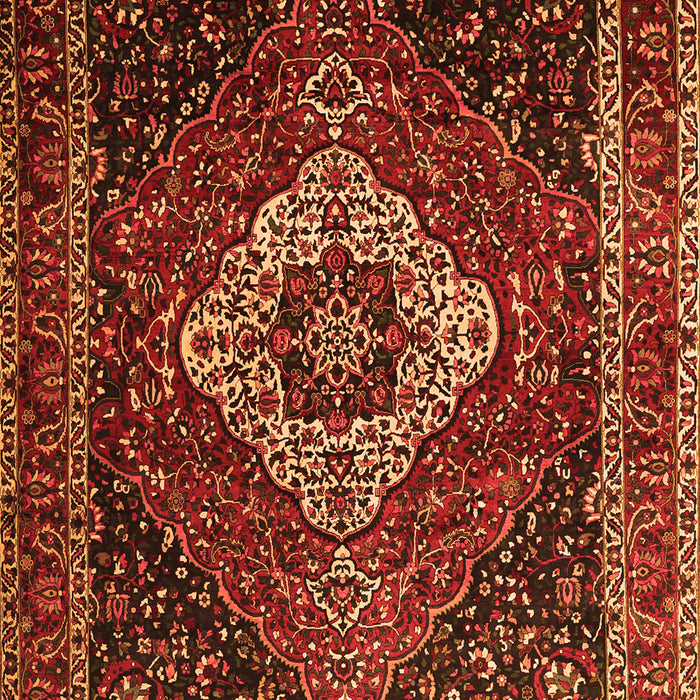 Serging Thickness of Machine Washable Medallion Orange Traditional Area Rugs, wshtr2135org