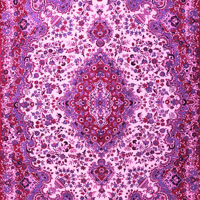 Machine Washable Medallion Pink Traditional Rug, wshtr2136pnk
