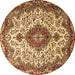 Round Medallion Brown Traditional Rug, tr2136brn