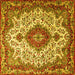 Square Medallion Yellow Traditional Rug, tr2136yw