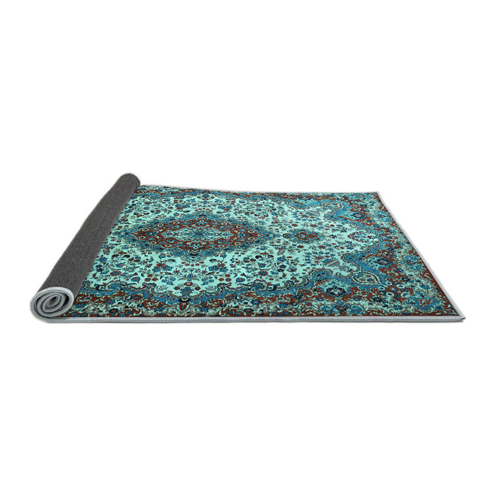 Sideview of Medallion Light Blue Traditional Rug, tr2136lblu