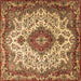 Square Medallion Brown Traditional Rug, tr2136brn