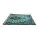 Sideview of Machine Washable Medallion Light Blue Traditional Rug, wshtr2136lblu