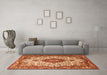 Machine Washable Medallion Orange Traditional Area Rugs in a Living Room, wshtr2136org