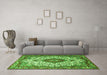 Machine Washable Medallion Green Traditional Area Rugs in a Living Room,, wshtr2136grn