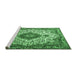 Sideview of Machine Washable Medallion Emerald Green Traditional Area Rugs, wshtr2136emgrn