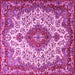 Square Machine Washable Medallion Pink Traditional Rug, wshtr2136pnk