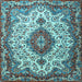 Square Medallion Light Blue Traditional Rug, tr2136lblu