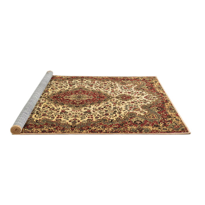 Sideview of Machine Washable Medallion Brown Traditional Rug, wshtr2136brn