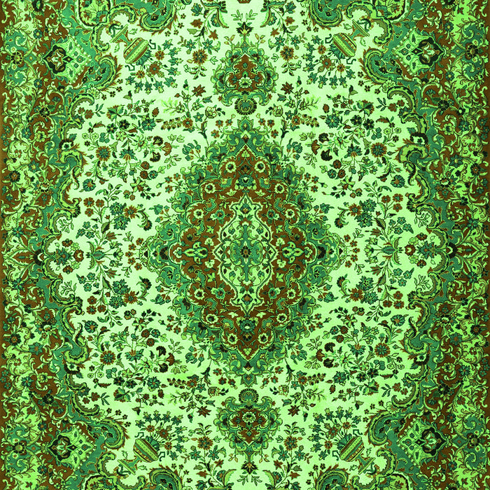Serging Thickness of Machine Washable Medallion Green Traditional Area Rugs, wshtr2136grn