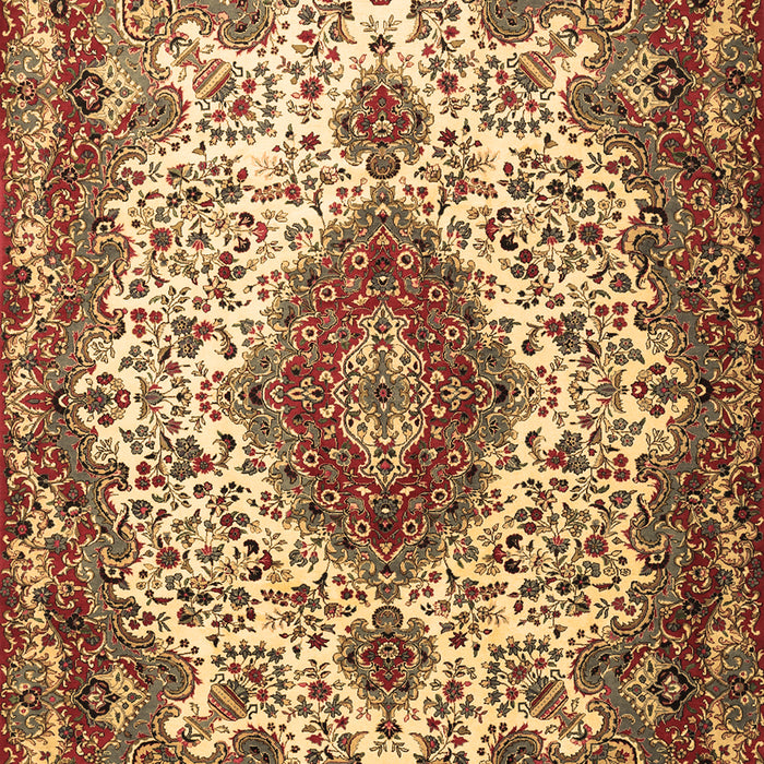 Machine Washable Medallion Brown Traditional Rug, wshtr2136brn