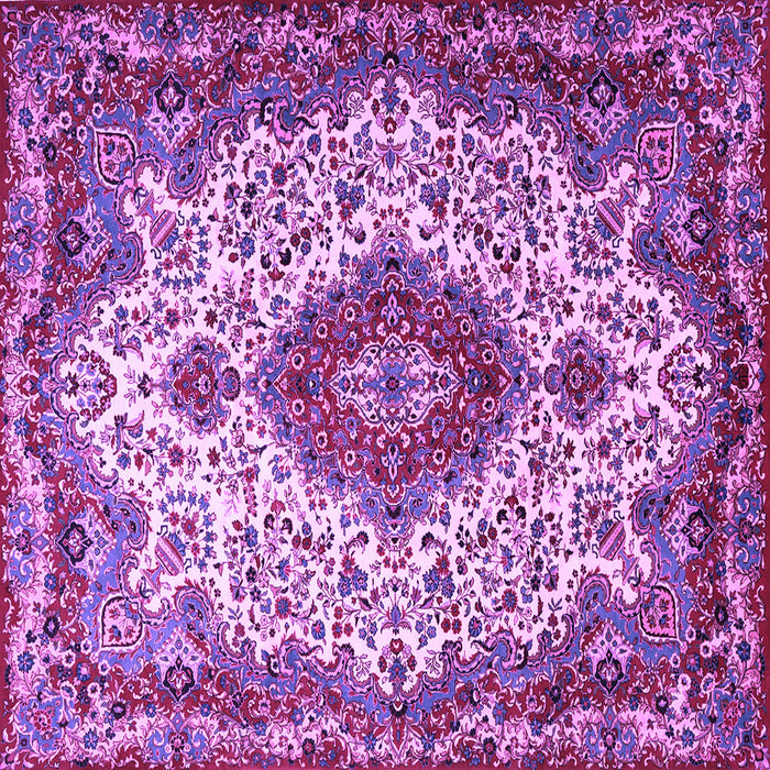 Square Machine Washable Medallion Purple Traditional Area Rugs, wshtr2136pur