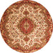 Machine Washable Medallion Orange Traditional Area Rugs, wshtr2136org