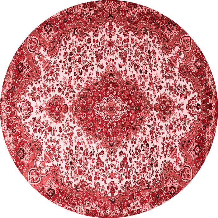 Machine Washable Medallion Red Traditional Rug, wshtr2136red