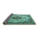 Sideview of Medallion Turquoise Traditional Rug, tr2136turq