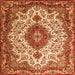 Serging Thickness of Medallion Orange Traditional Rug, tr2136org