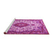 Sideview of Machine Washable Medallion Pink Traditional Rug, wshtr2136pnk