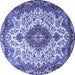 Round Medallion Blue Traditional Rug, tr2136blu