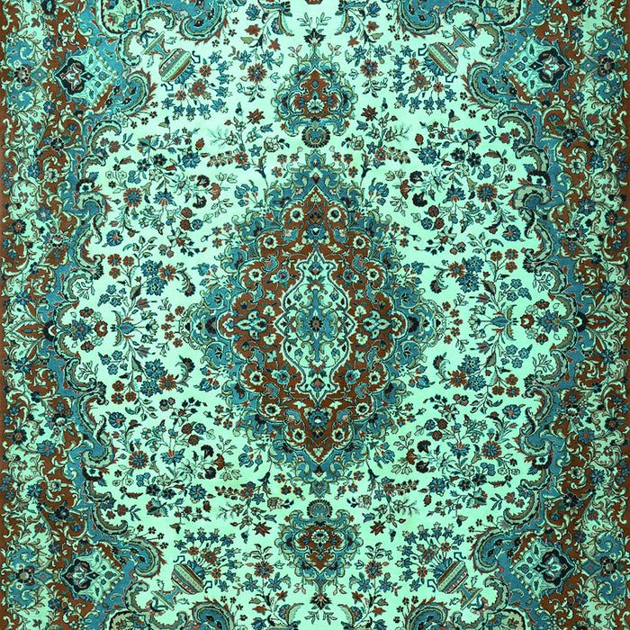 Machine Washable Medallion Turquoise Traditional Area Rugs, wshtr2136turq