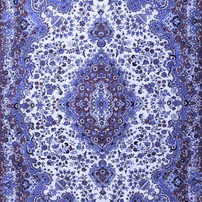 Machine Washable Medallion Blue Traditional Rug, wshtr2136blu