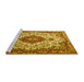 Sideview of Machine Washable Medallion Yellow Traditional Rug, wshtr2136yw